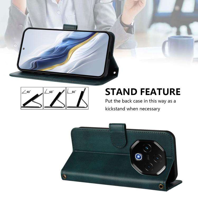 For UMIDIGI G100 Pro Line Splicing Buckle Retro Leather Phone Case(Dark Green)