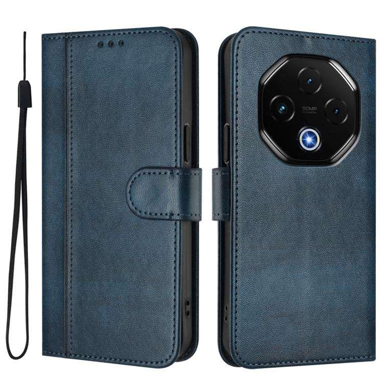 For UMIDIGI G100 Pro Line Splicing Buckle Retro Leather Phone Case(Dark Blue)