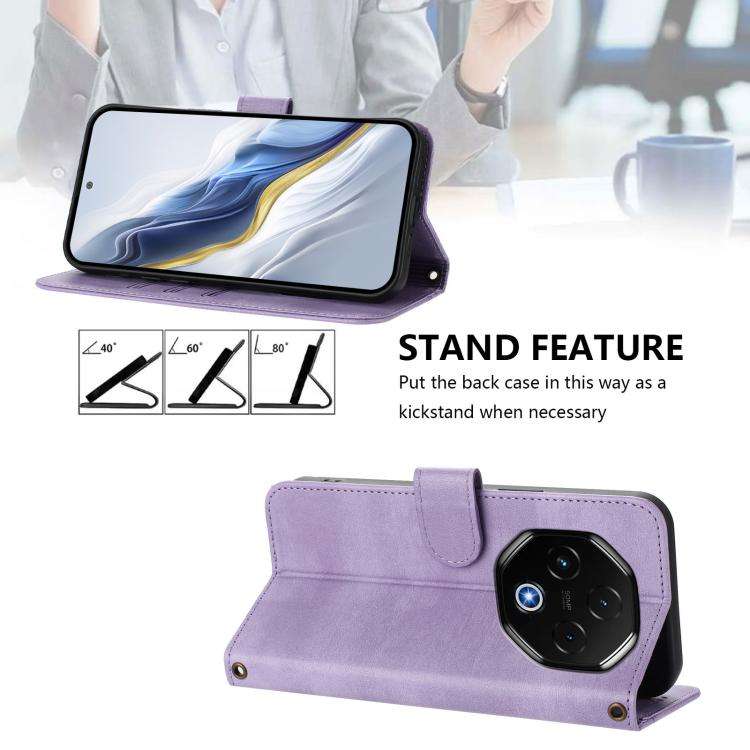 For UMIDIGI G100 Pro Line Splicing Buckle Retro Leather Phone Case(Purple)