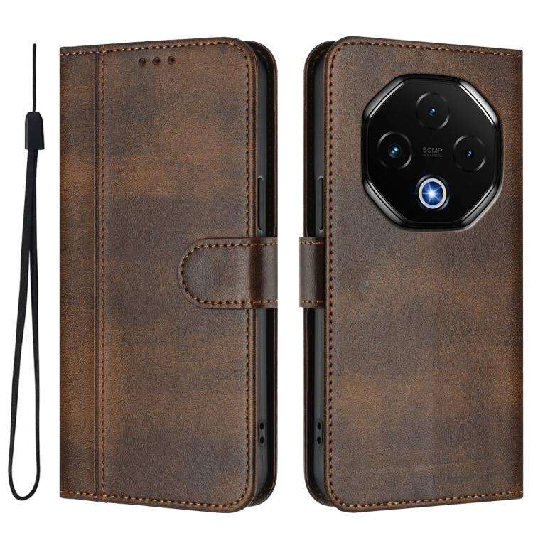 For UMIDIGI G100 Pro Line Splicing Buckle Retro Leather Phone Case(Brown)