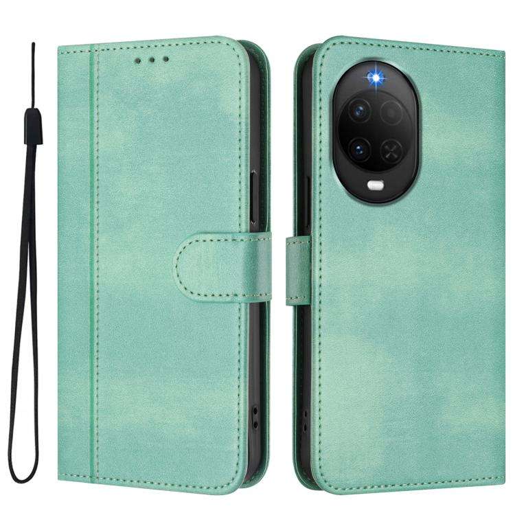 For Huawei nova 16z Line Splicing Buckle Retro Leather Phone Case(Mint Green)