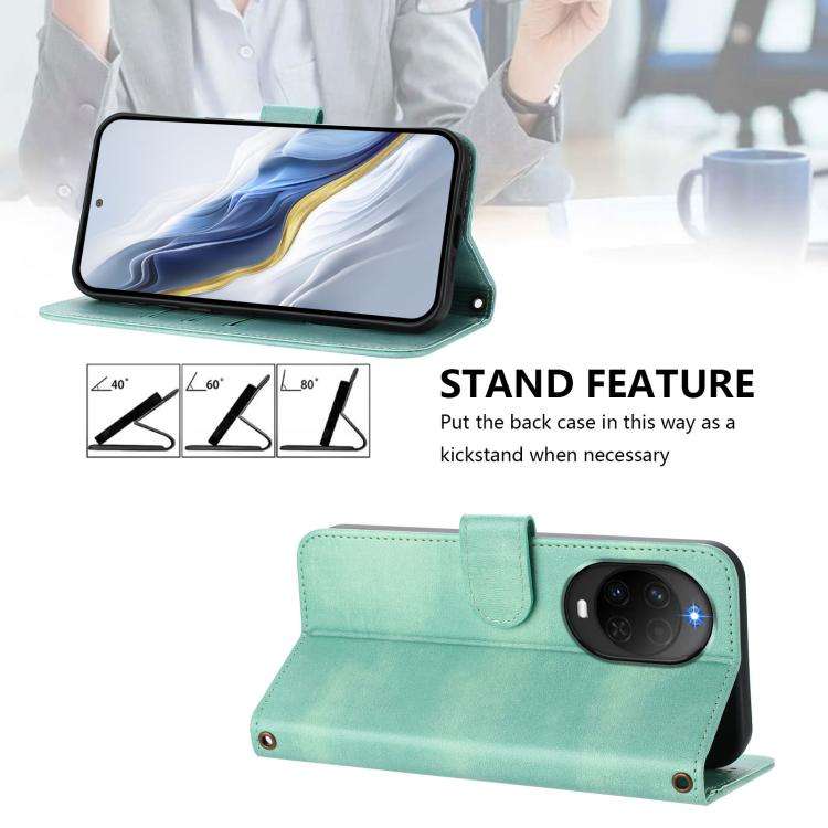 For Huawei nova 16z Line Splicing Buckle Retro Leather Phone Case(Mint Green)
