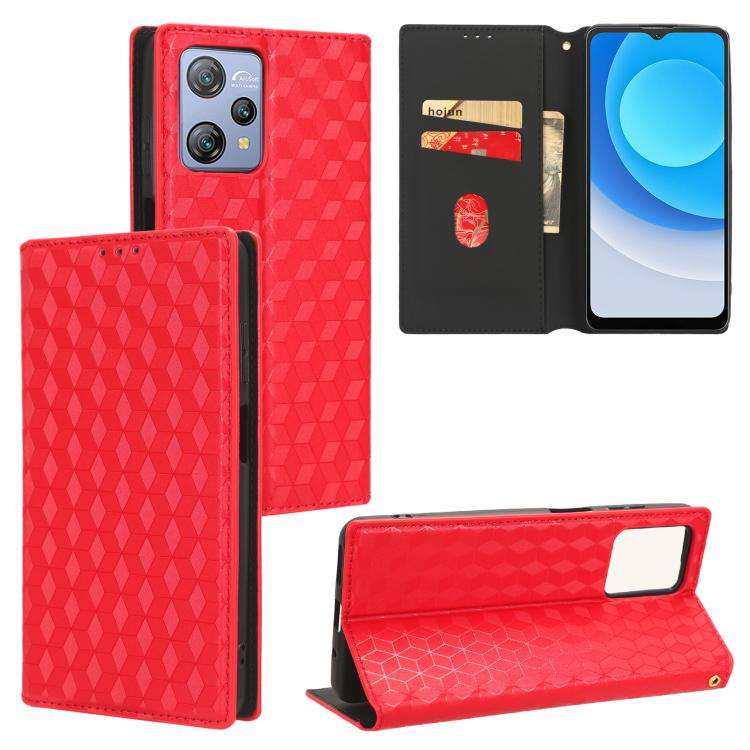 For Blackview A53 / A53 Pro Cubic Grid Texture Flip Leather Phone Case(Red)