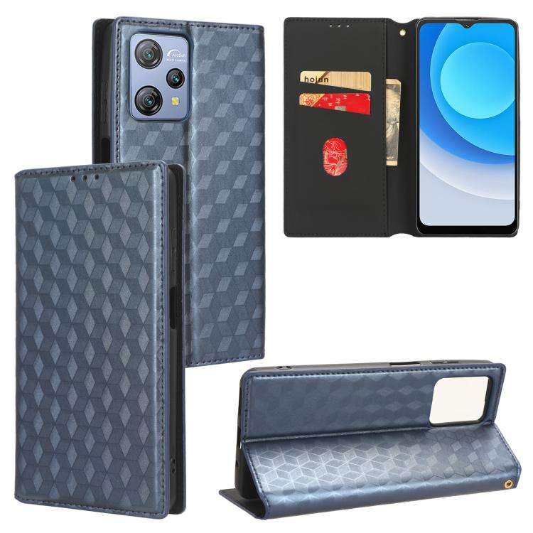 For Blackview A53 / A53 Pro Cubic Grid Texture Flip Leather Phone Case(Blue)