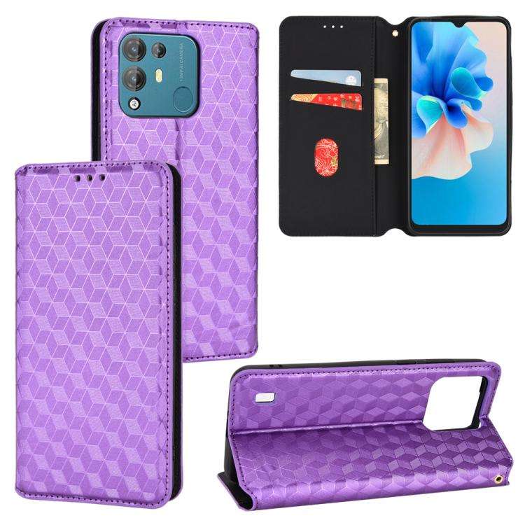 For Blackview A55 Pro Cubic Grid Texture Flip Leather Phone Case(Purple)