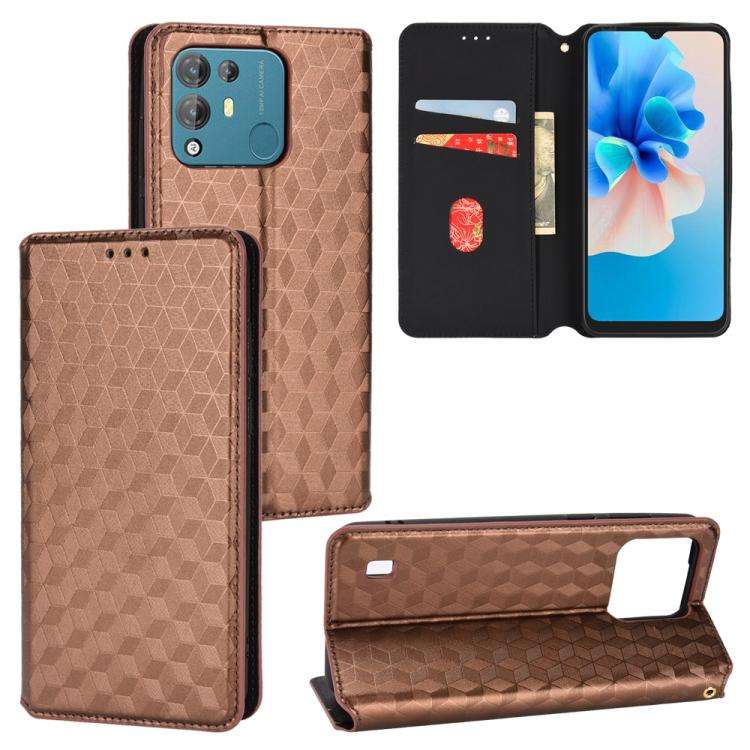 For Blackview A55 Pro Cubic Grid Texture Flip Leather Phone Case(Brown)