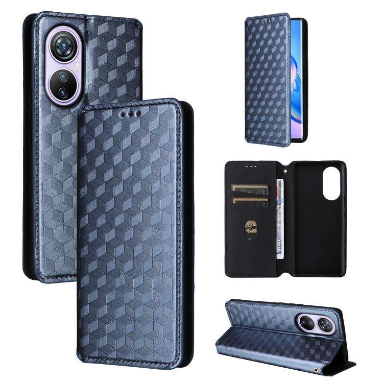 For Blackview A200 Pro Cubic Grid Texture Flip Leather Phone Case(Blue)
