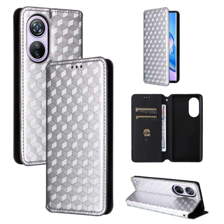 For Blackview A200 Pro Cubic Grid Texture Flip Leather Phone Case(Silver)