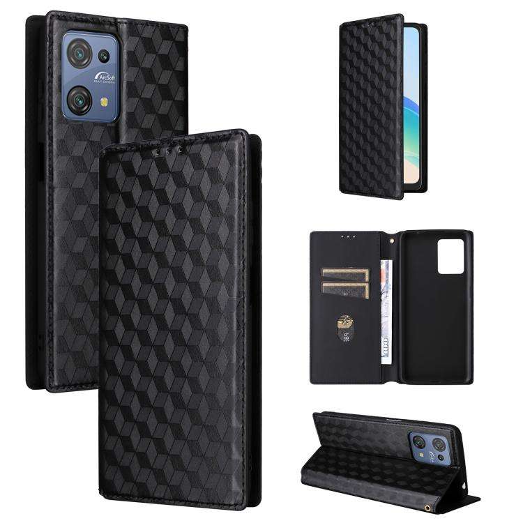 For Blackview Oscal C30 / C30 Pro Cubic Grid Texture Flip Leather Phone Case(Black)