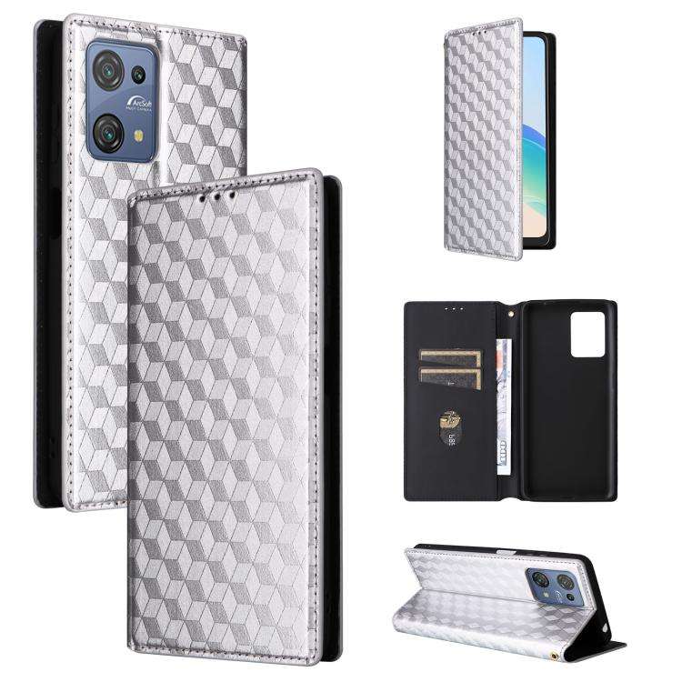 For Blackview Oscal C30 / C30 Pro Cubic Grid Texture Flip Leather Phone Case(Silver)