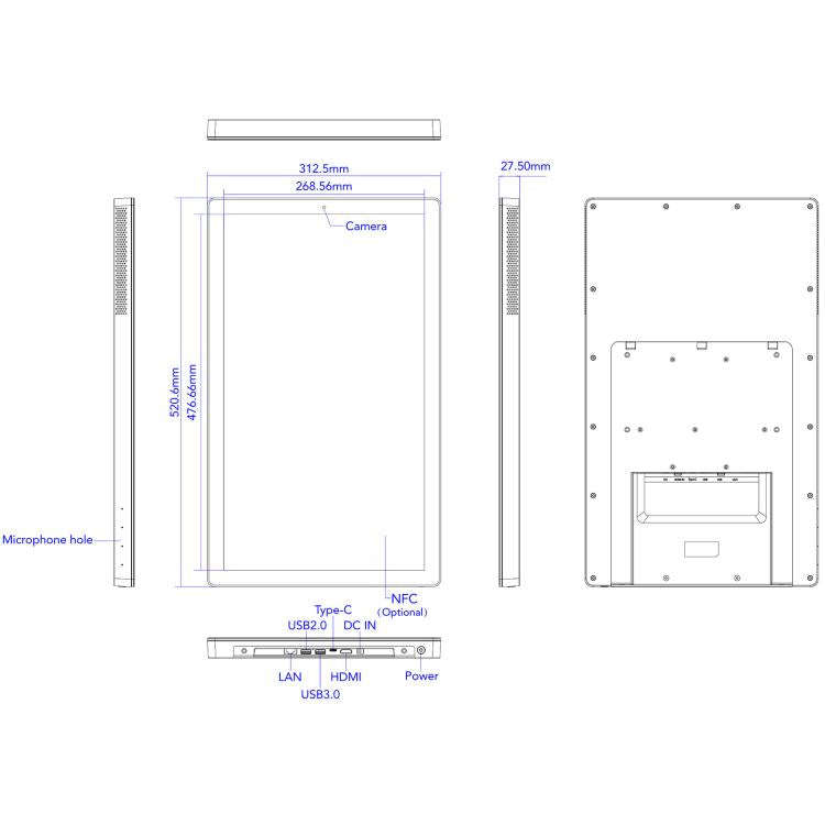 WA2189T 21.5 inch IPS Screen Advertising Machine Android 14 RK3576S 4GB+32GB, Specification: EU P...