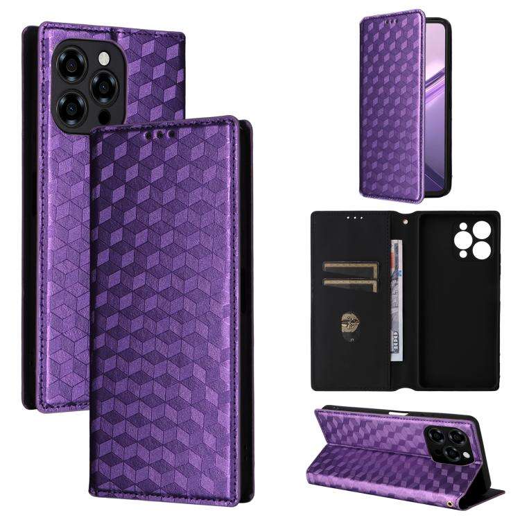 For Doogee Note 58 / Note 58 Pro Cubic Grid Texture Flip Leather Phone Case(Purple)