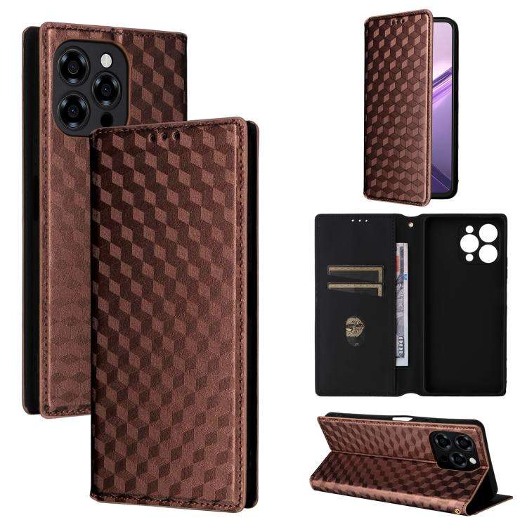 For Doogee Note 58 / Note 58 Pro Cubic Grid Texture Flip Leather Phone Case(Brown)
