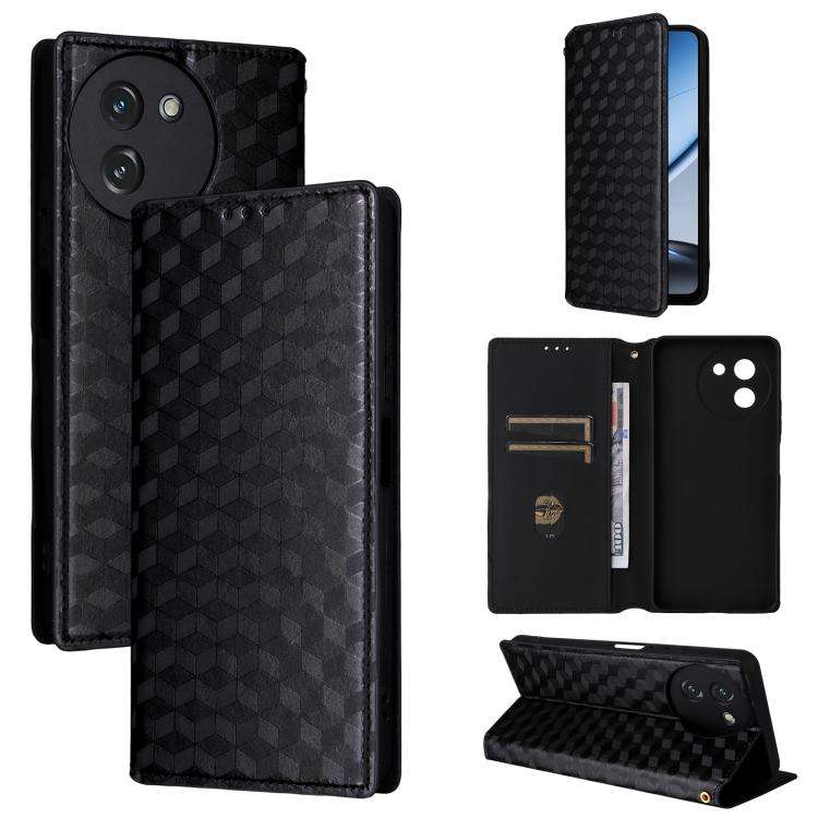 For Doogee Note 59 / Note 59 Pro Cubic Grid Texture Flip Leather Phone Case(Black)
