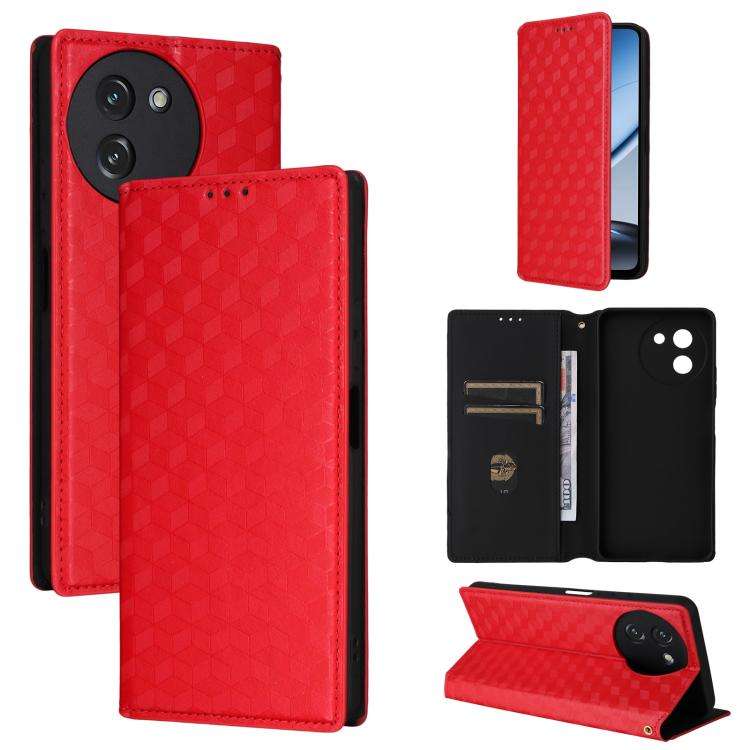 For Doogee Note 59 / Note 59 Pro Cubic Grid Texture Flip Leather Phone Case(Red)