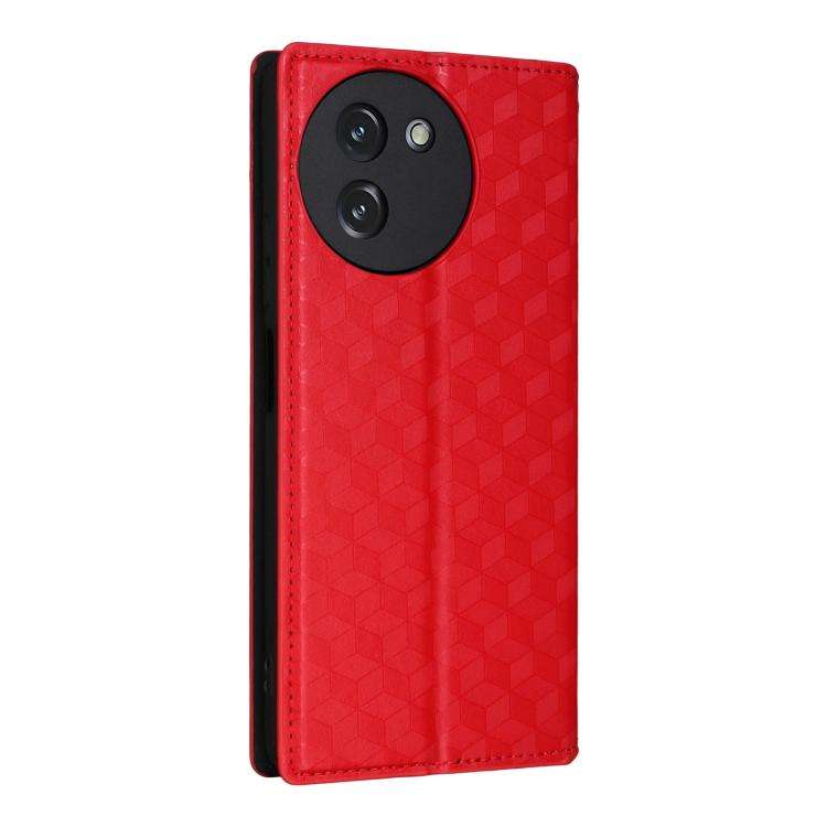 For Doogee Note 59 / Note 59 Pro Cubic Grid Texture Flip Leather Phone Case(Red)