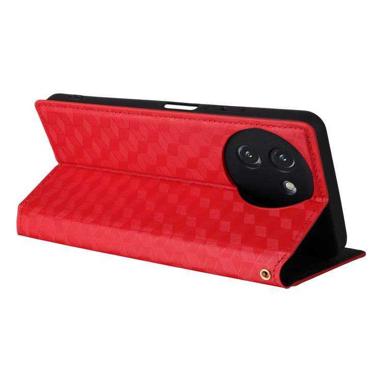 For Doogee Note 59 / Note 59 Pro Cubic Grid Texture Flip Leather Phone Case(Red)