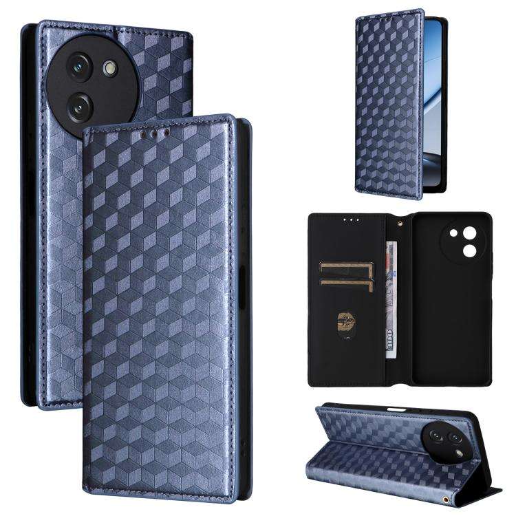 For Doogee Note 59 / Note 59 Pro Cubic Grid Texture Flip Leather Phone Case(Blue)