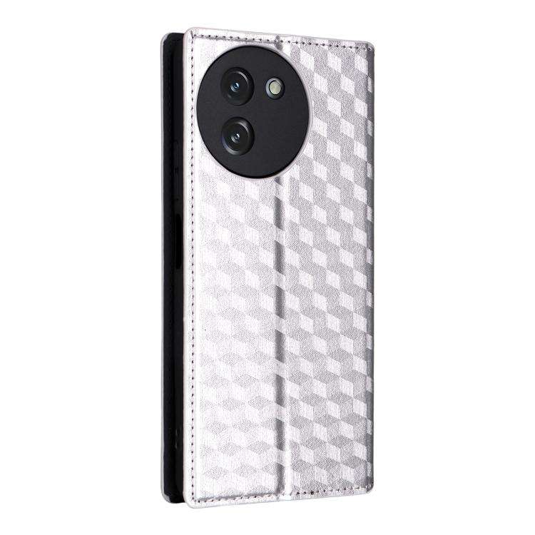 For Doogee Note 59 / Note 59 Pro Cubic Grid Texture Flip Leather Phone Case(Silver)