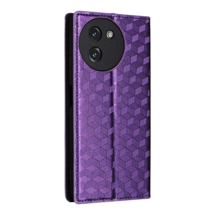 For Doogee Note 59 / Note 59 Pro Cubic Grid Texture Flip Leather Phone Case(Purple)