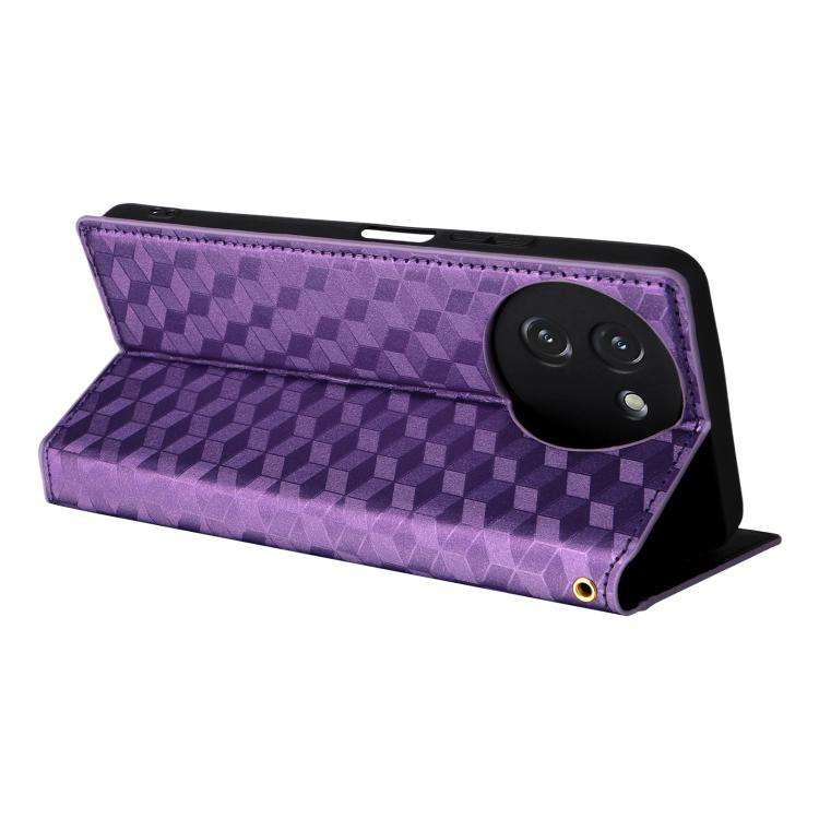 For Doogee Note 59 / Note 59 Pro Cubic Grid Texture Flip Leather Phone Case(Purple)