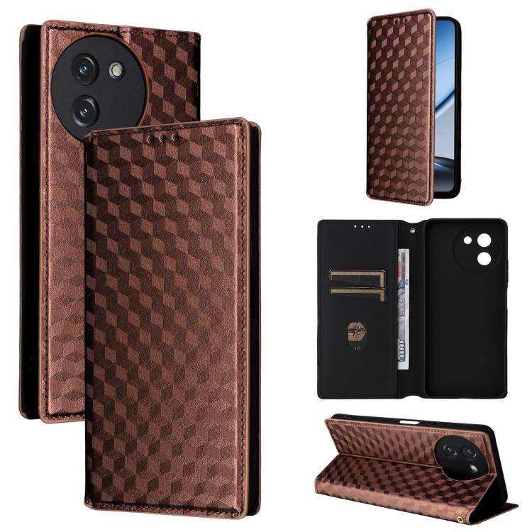 For Doogee Note 59 / Note 59 Pro Cubic Grid Texture Flip Leather Phone Case(Brown)
