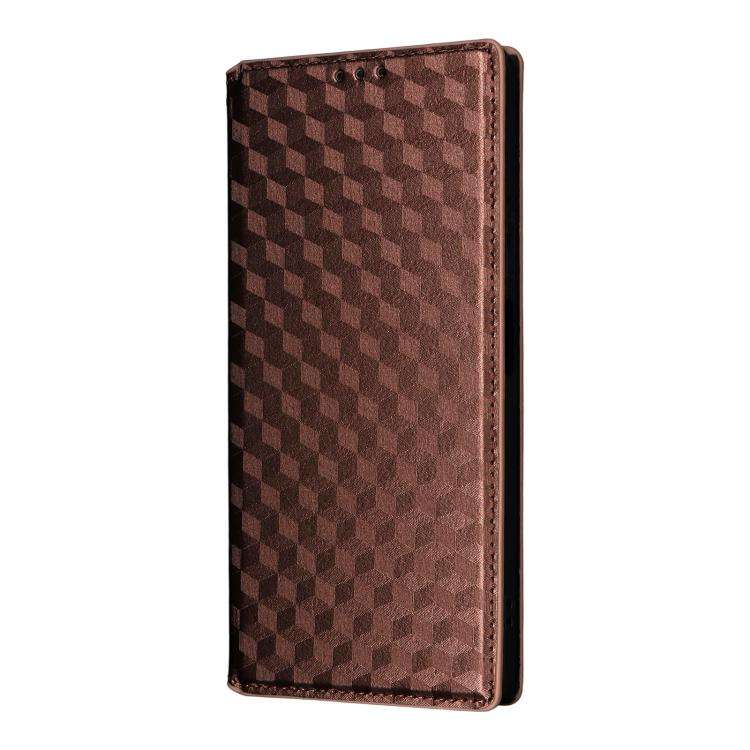 For Doogee Note 59 / Note 59 Pro Cubic Grid Texture Flip Leather Phone Case(Brown)