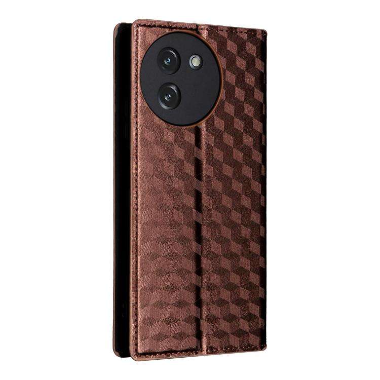 For Doogee Note 59 / Note 59 Pro Cubic Grid Texture Flip Leather Phone Case(Brown)