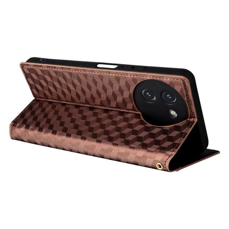 For Doogee Note 59 / Note 59 Pro Cubic Grid Texture Flip Leather Phone Case(Brown)