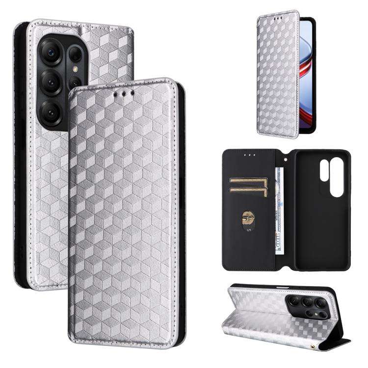 For Doogee Note 56X / Note 56X Pro Cubic Grid Texture Flip Leather Phone Case(Silver)