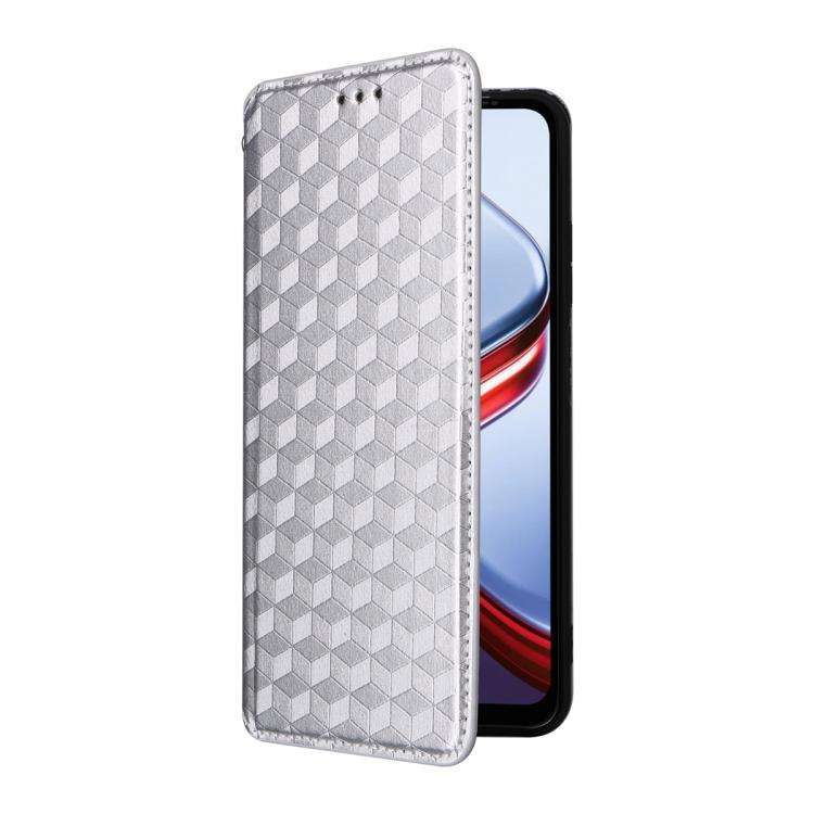 For Doogee Note 56X / Note 56X Pro Cubic Grid Texture Flip Leather Phone Case(Silver)