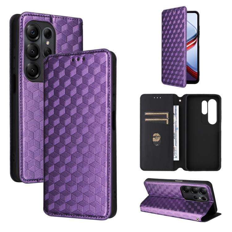 For Doogee Note 56X / Note 56X Pro Cubic Grid Texture Flip Leather Phone Case(Purple)