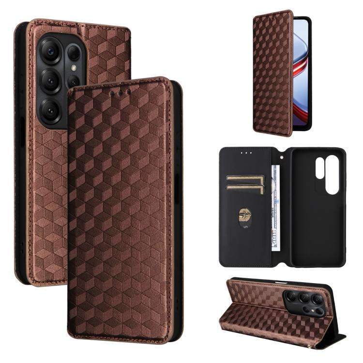 For Doogee Note 56X / Note 56X Pro Cubic Grid Texture Flip Leather Phone Case(Brown)