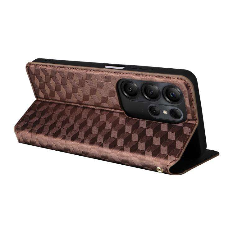 For Doogee Note 56X / Note 56X Pro Cubic Grid Texture Flip Leather Phone Case(Brown)