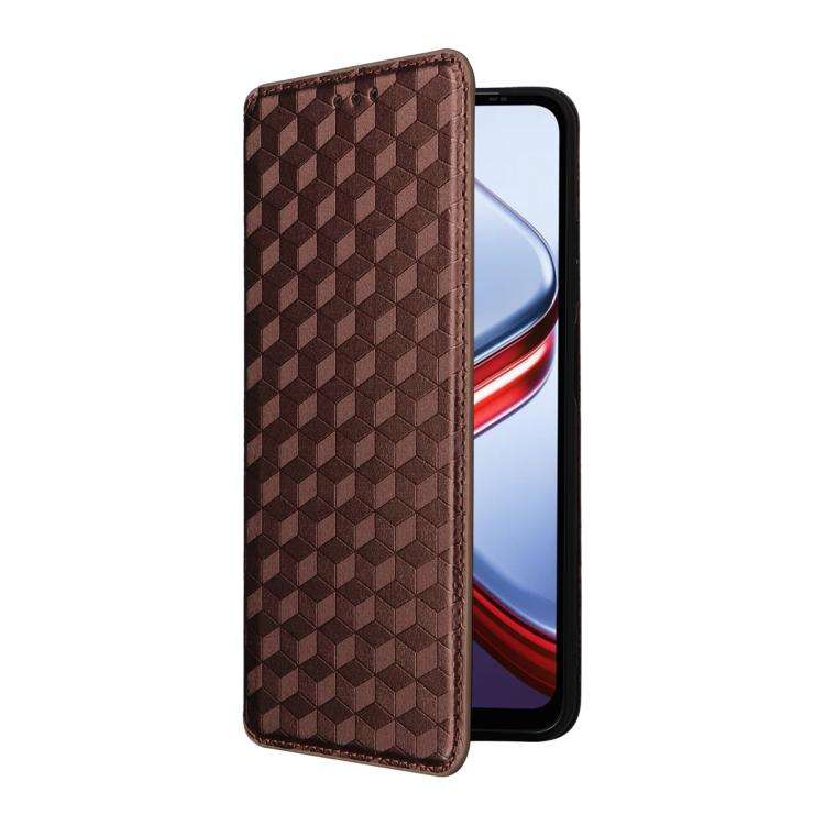 For Doogee Note 56X / Note 56X Pro Cubic Grid Texture Flip Leather Phone Case(Brown)