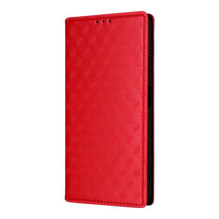 For Doogee B10 Pro 4G Cubic Grid Texture Flip Leather Phone Case(Red)