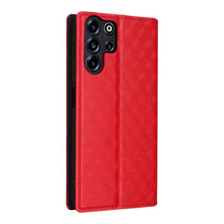 For Doogee B10 Pro 4G Cubic Grid Texture Flip Leather Phone Case(Red)