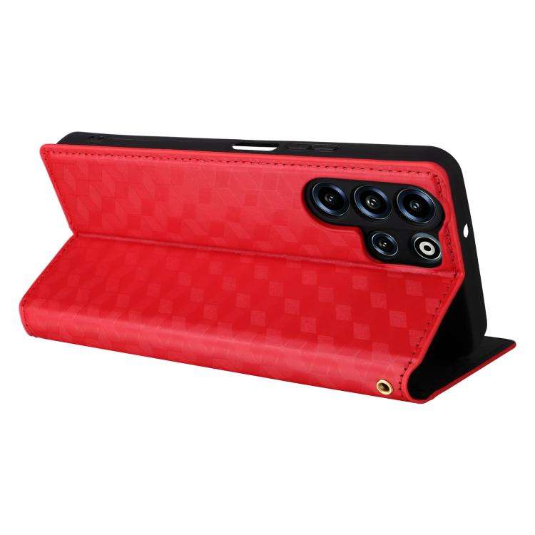 For Doogee B10 Pro 4G Cubic Grid Texture Flip Leather Phone Case(Red)