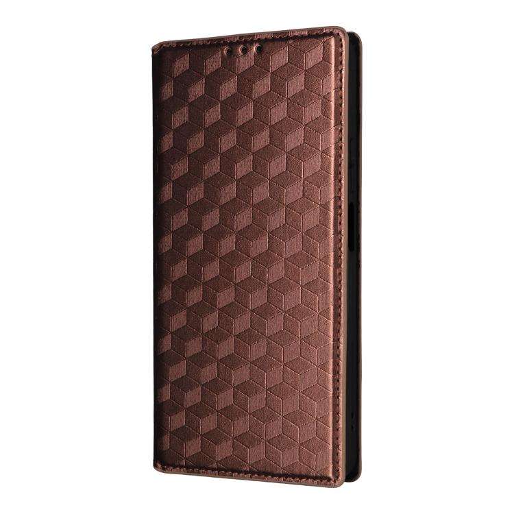 For Doogee B10 Pro 4G Cubic Grid Texture Flip Leather Phone Case(Brown)