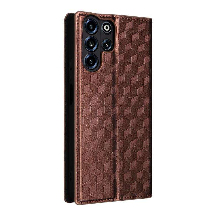 For Doogee B10 Pro 4G Cubic Grid Texture Flip Leather Phone Case(Brown)