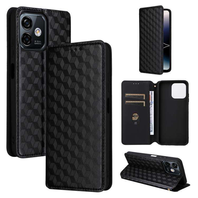 For Ulefone Note 16 Pro Cubic Grid Texture Flip Leather Phone Case(Black)