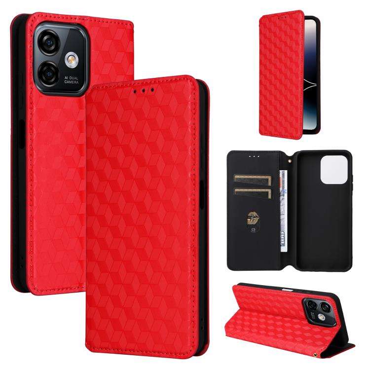 For Ulefone Note 16 Pro Cubic Grid Texture Flip Leather Phone Case(Red)