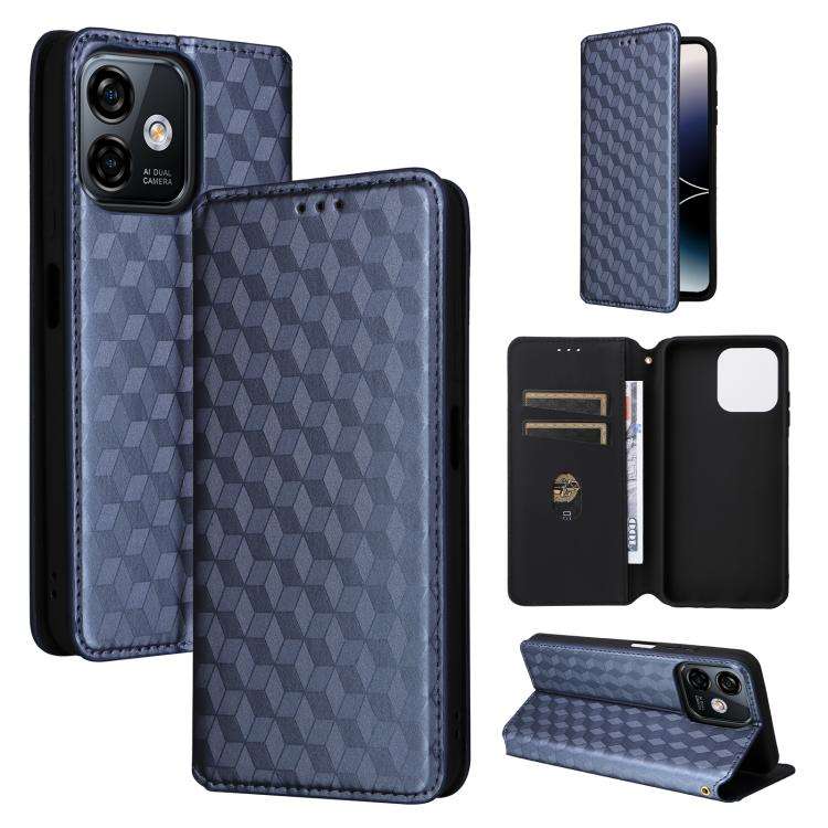 For Ulefone Note 16 Pro Cubic Grid Texture Flip Leather Phone Case(Blue)