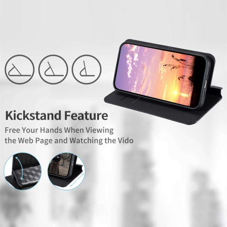 For Ulefone Note 17 Pro Cubic Grid Texture Flip Leather Phone Case(Black)