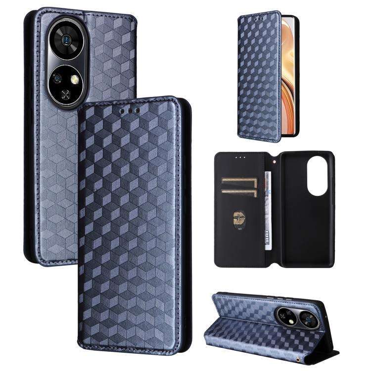 For Ulefone Note 17 Pro Cubic Grid Texture Flip Leather Phone Case(Blue)