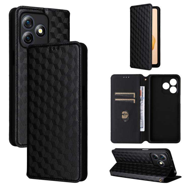 For Ulefone Note 18 Pro / Note 18 Ultra Cubic Grid Texture Flip Leather Phone Case(Black)