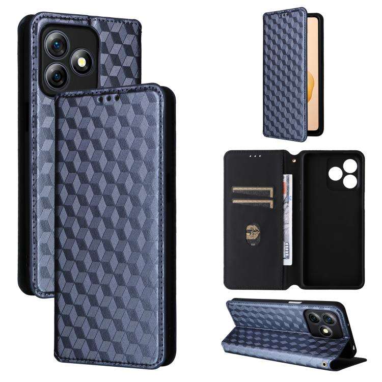 For Ulefone Note 18 Pro / Note 18 Ultra Cubic Grid Texture Flip Leather Phone Case(Blue)