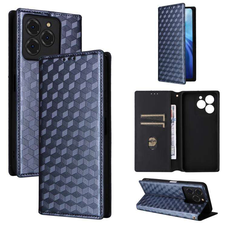 For Ulefone Note 20 Pro Cubic Grid Texture Flip Leather Phone Case(Blue)