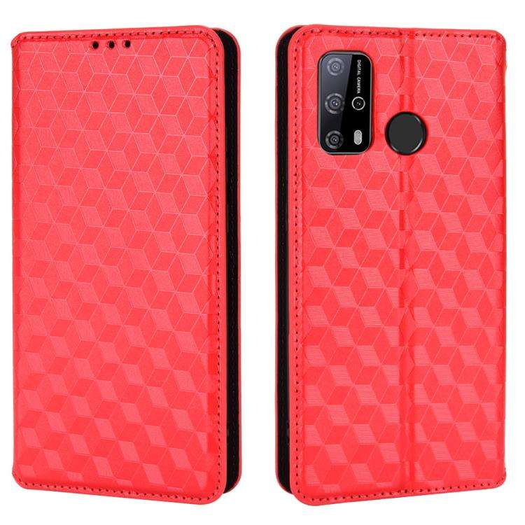 For Oukitel C23 Pro Cubic Grid Texture Flip Leather Phone Case(Red)