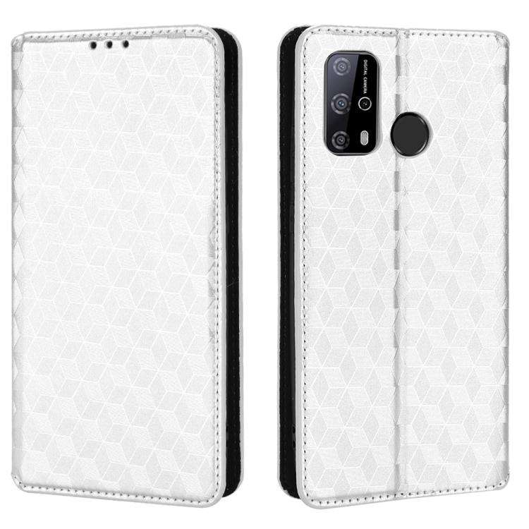 For Oukitel C23 Pro Cubic Grid Texture Flip Leather Phone Case(Silver)